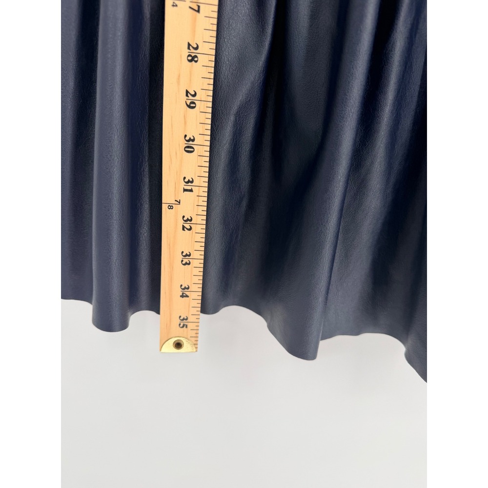 Ramy Brook Mercer Dress XL Navy Faux Leather Smocked Mini Night Out Edgy Chic - Picture 7 of 9